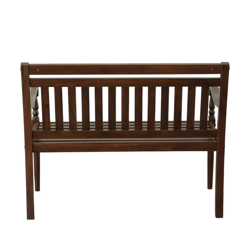Slatted Outdoor Patio Wooden Bench with Back - 45.5" - Brown