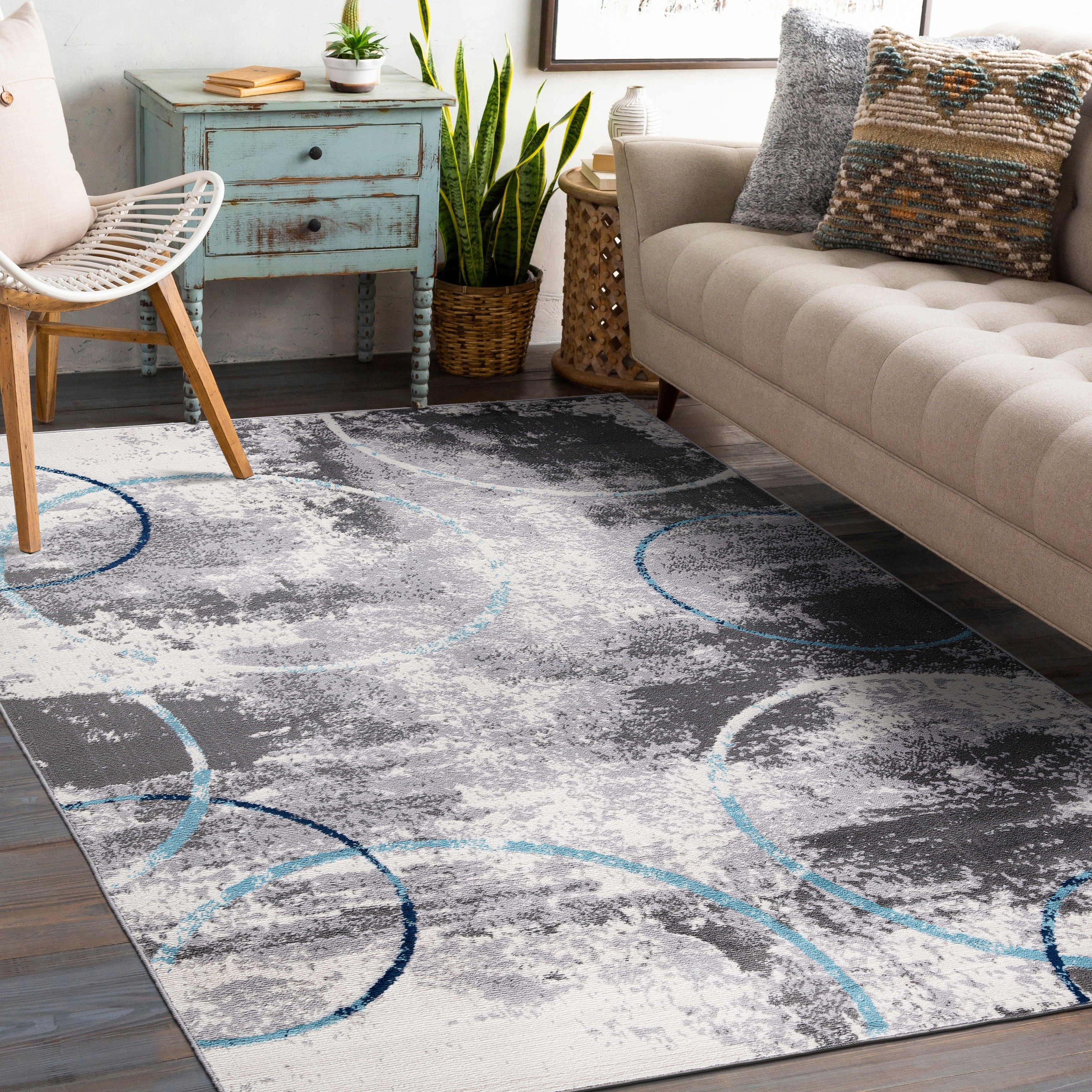 World Rug Gallery Distressed Modern Abstract Area Rug