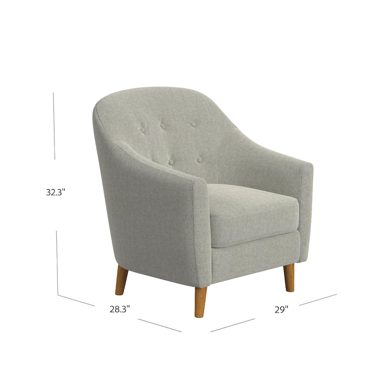 Accent Armchair, Button Tufted Backrest, Soft Gray Woven Fabric