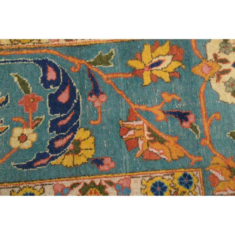 Hand Knotted Oriental 100% Wool Carpet Traditional Floral Oranges & Rust Tabriz Area Rug - 12' 8'' X 9' 3''