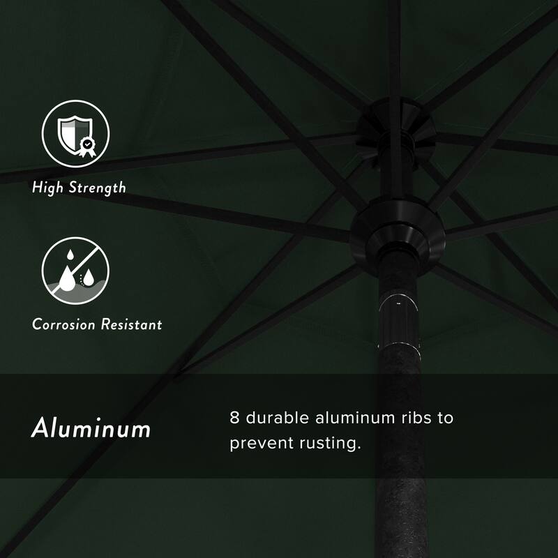 California Umbrella 9' Rd Golden State Series Patio Umbrella Black Aluminum Frame Crank Lift Collar Tilt Sunbrella Cilantro