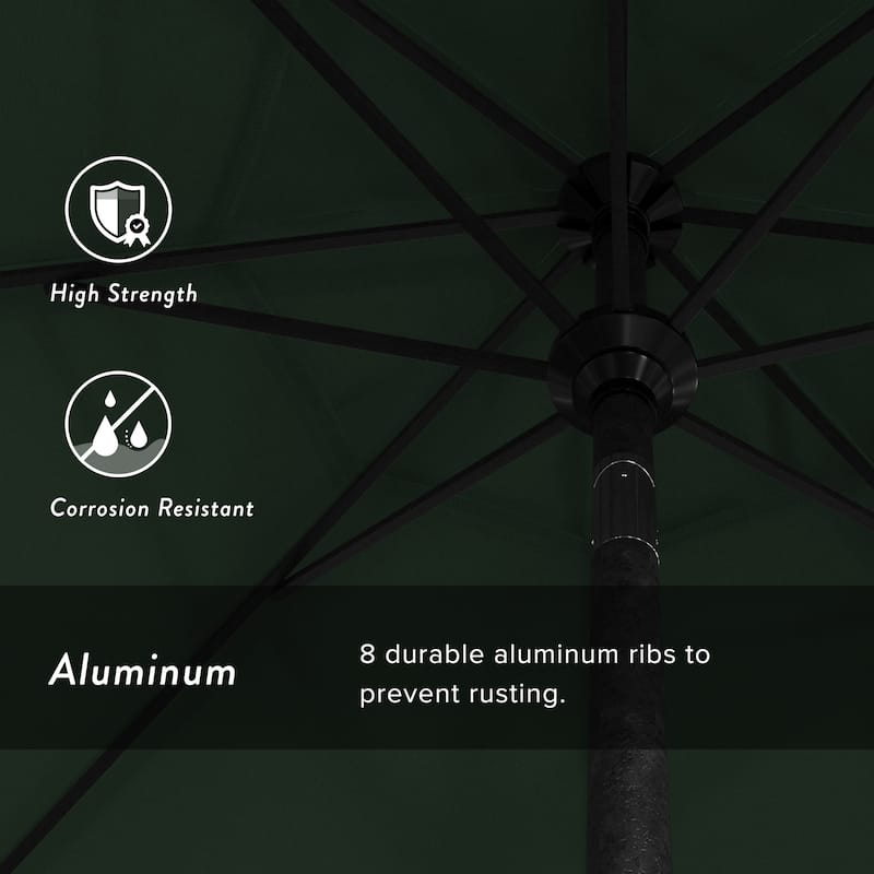 California Umbrella 9-foot Round Crank Lift, Push ButtonTilt, Black Frame Finish, Aluminum Patio Umbrella with Sunbrella Fabric
