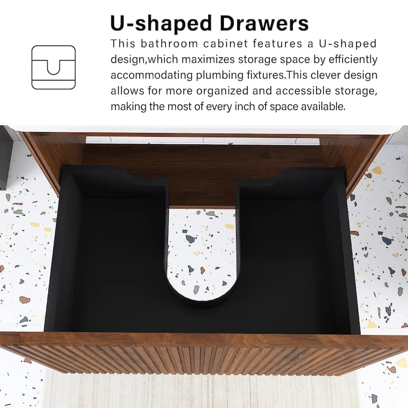 Floating Bathroom Vanity with Glossy White Integrated Ceramic Sink