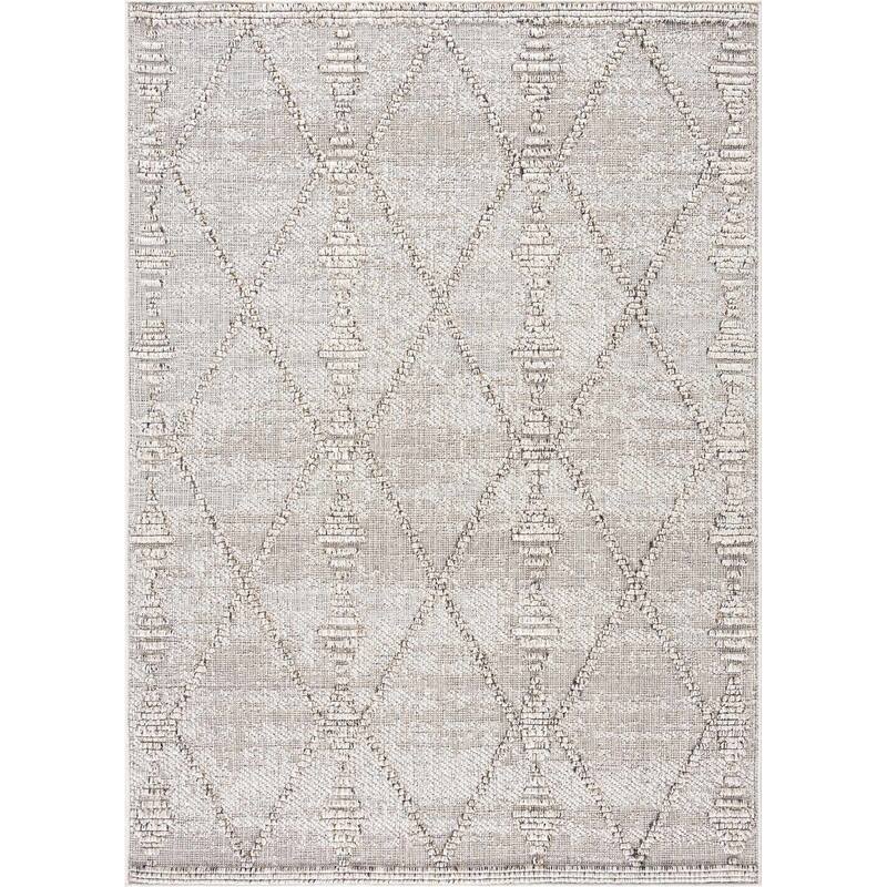 Hauteloom Butch Living Room, Bedroom Patio Outdoor Area Rug - Farmhouse - Taupe,Beige - 2' x 3'