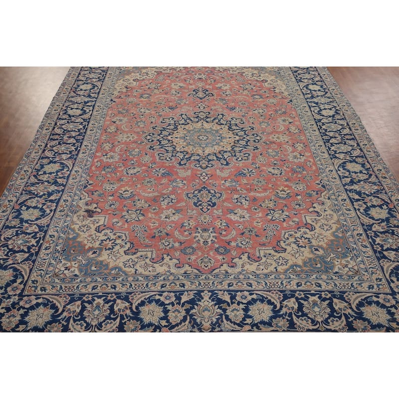 Traditional Pink Najafabad Persian Vintage Rug Handmade Wool Carpet - 9'8" x 12'9"