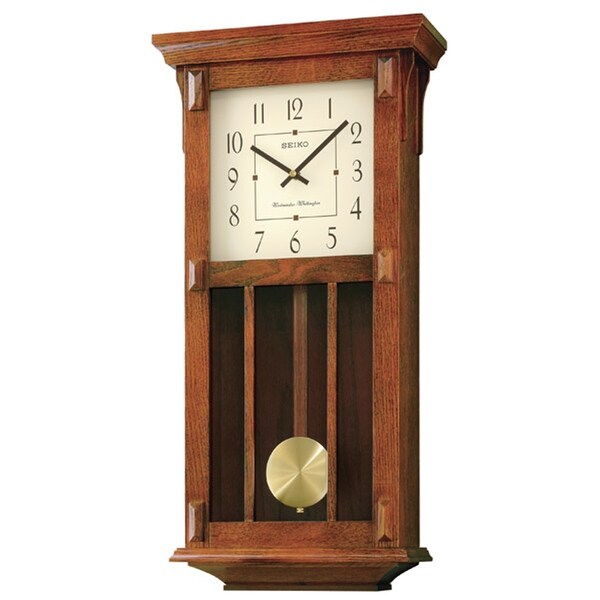 セイモ　1204560 Seiko QXH045BLH Mission Wooden Wall Clock with Chime and Pendulum