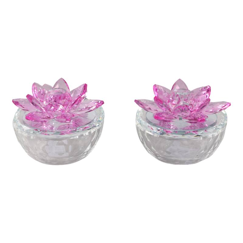 Decorative Rainbow Lotus Top Glass Trinket Dish for Jewelry and Keepsake Storage