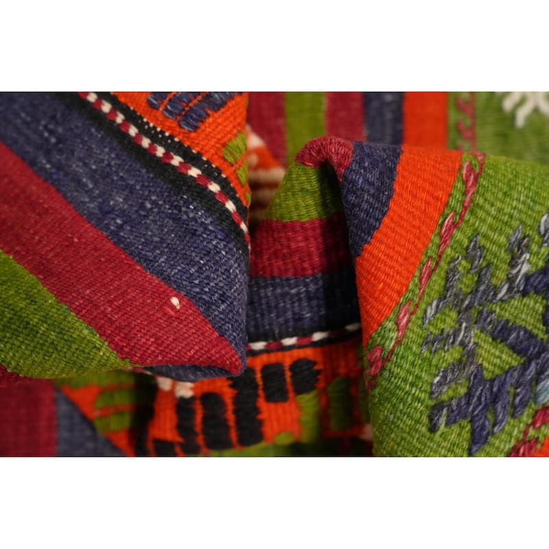 Hand Woven Oriental 100% Wool Carpet Southwestern Tribal Multi-Colored Kilim Area Rug - 10' 11'' X 5' 11''