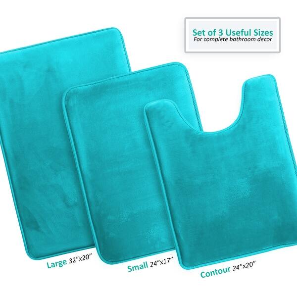 Shop Non Slip Memory Foam Bath Rug 3 Pack Set Small Large Contour Rug Overstock 27190216