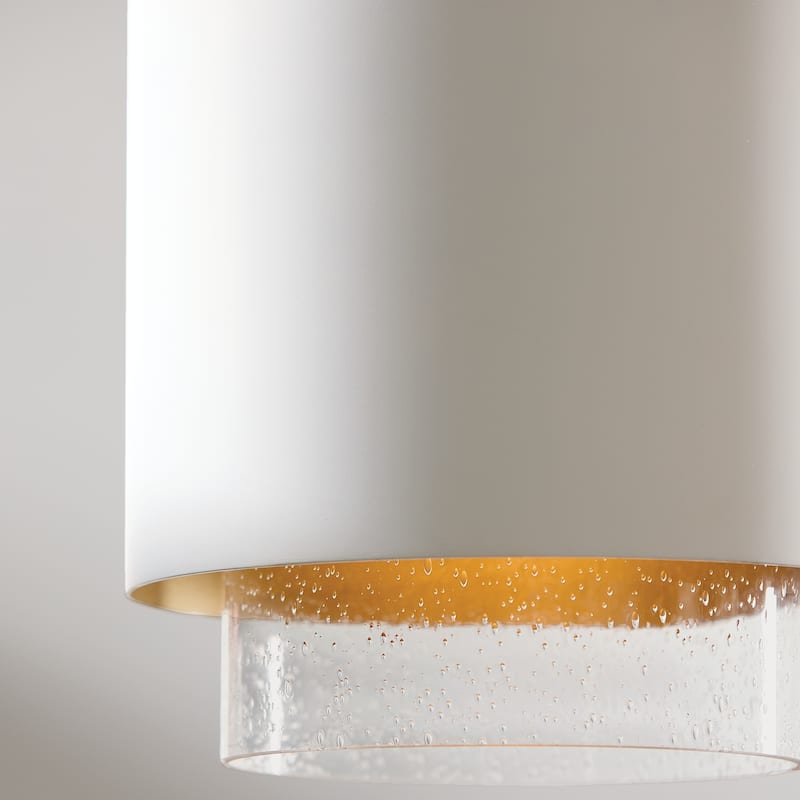 11.50"W x 19.50"H 1-Light Cylindrical Metal Pendant with Seeded Glass - 11.5"W x 19.5"H