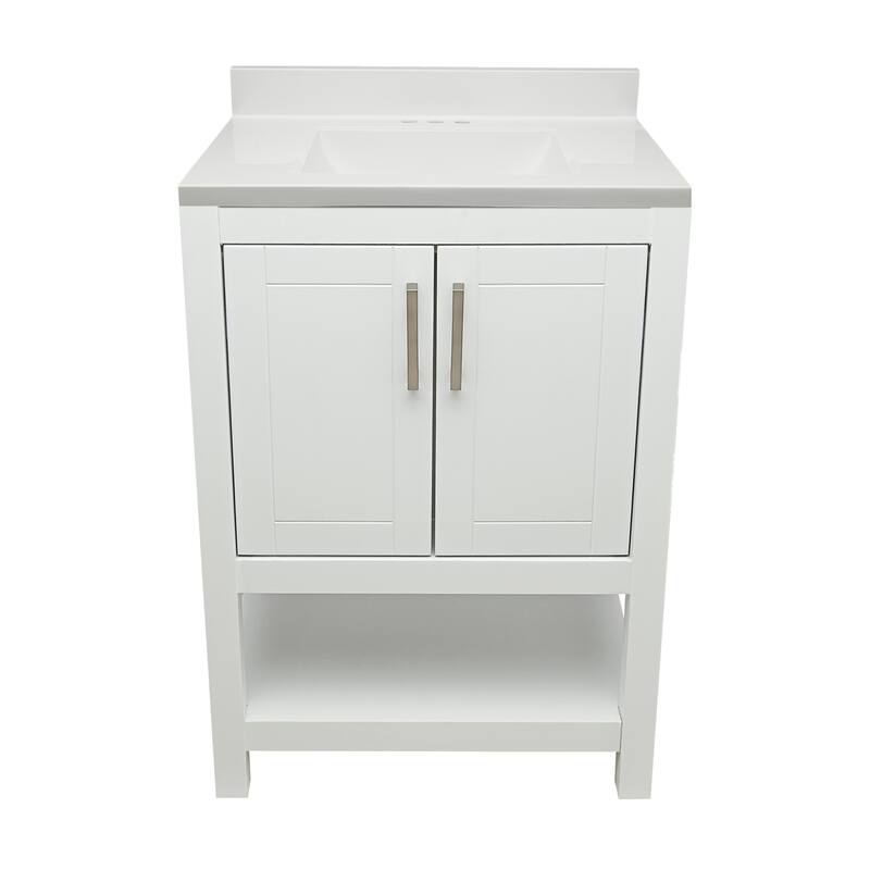 Taos 25" Bathroom Vanity with Cultured Marble Vanity Top Sink in White with White Basin - White - White with