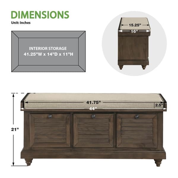 dimension image slide 1 of 2, Dover White Wash Entryway Storage Bench