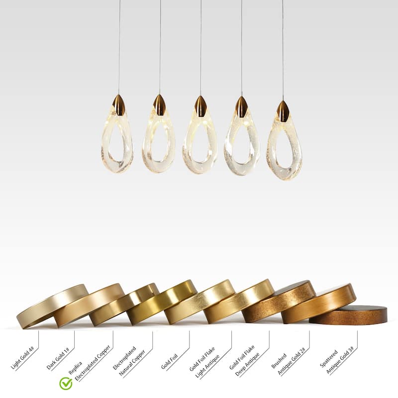 Modern Gold 5-Light LED Chandelier Linear Kitchen Island Pendant Light - 36.2" W x 12.4" H x 5.5" D