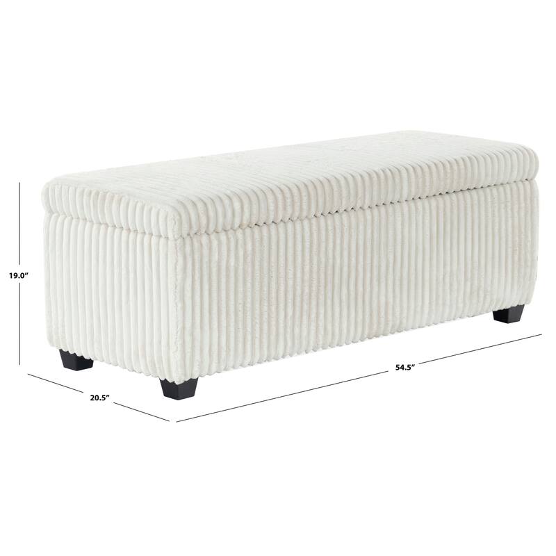 SAFAVIEH Couture Lynzie Plush Corduroy Storage Bench - 55"W x 21"D x 19"H