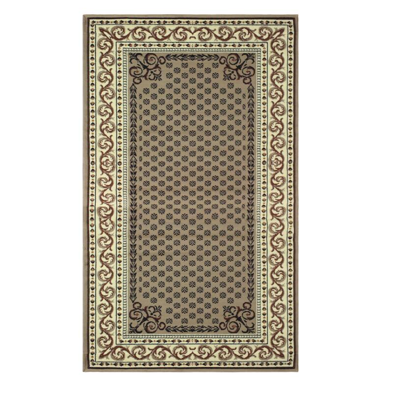 Traditional Floral Scroll Vines Border Indoor Area Rug by Superior