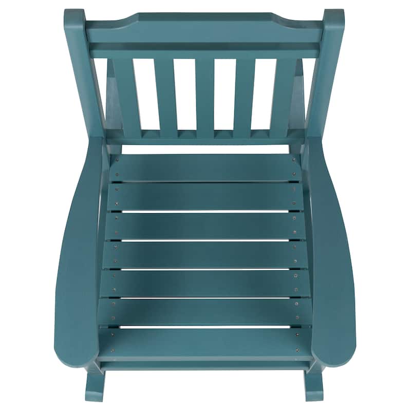 Set of 2 Indoor/Outdoor Poly Resin Rocking Chairs with Side Table - 25.625"W x 35"D x 42"H