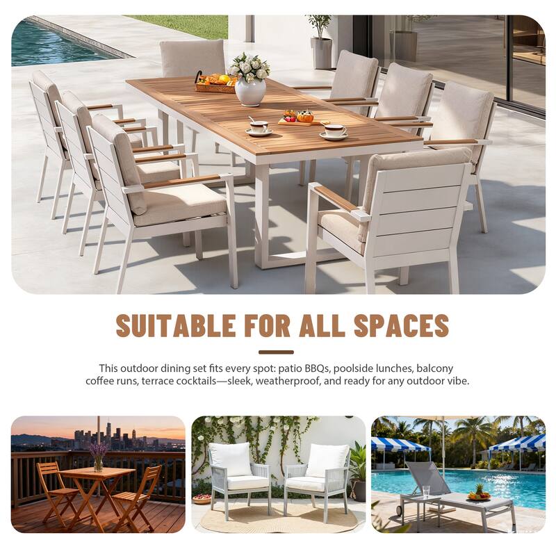 9-Piece Modern Aluminum Outdoor Dining Set with 8 Patio Dining Chairs