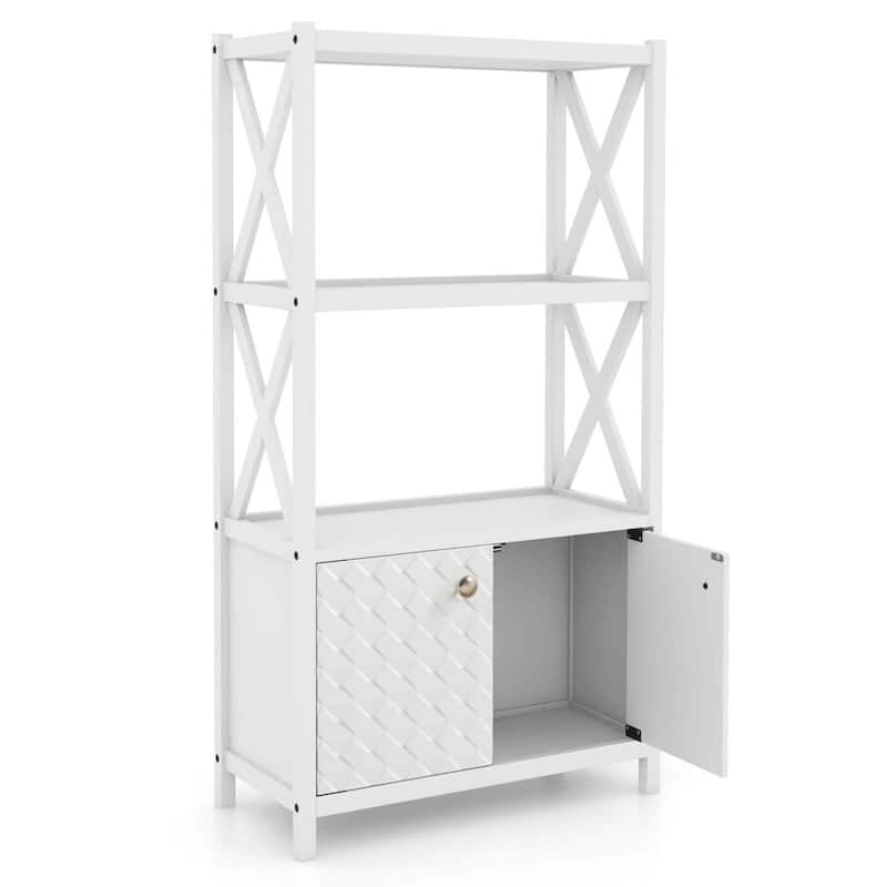 Costway Bathroom Storage Cabinet with Open Shelves & Double Doors - See Details