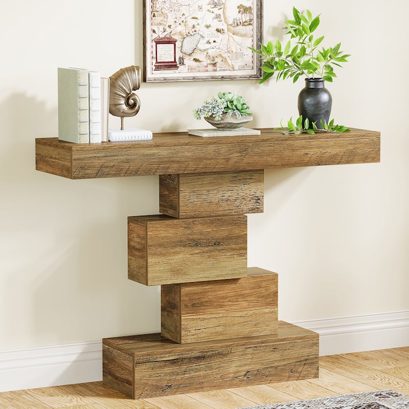 42 Inches Industrial Wood Console Table for Living Room Entryway - 11.8"D x 42.5"W x 31.5"H