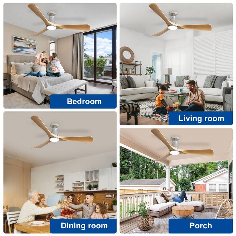 Ceiling Fan Without Light: 42-52 Inch 3 Blade Indoor Outdoor Fans for Patios