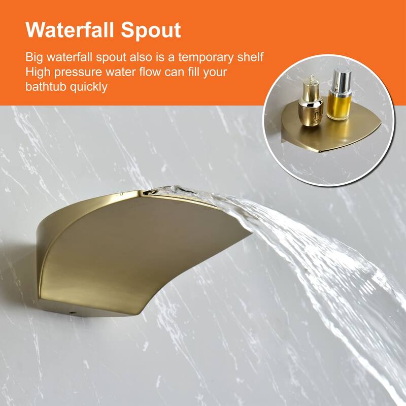 Wall Mount Tub Shower Faucet With Rough-in Valve Complete Shower System With Handheld And 8 Inch Shower Head Combo Kit Trim Set