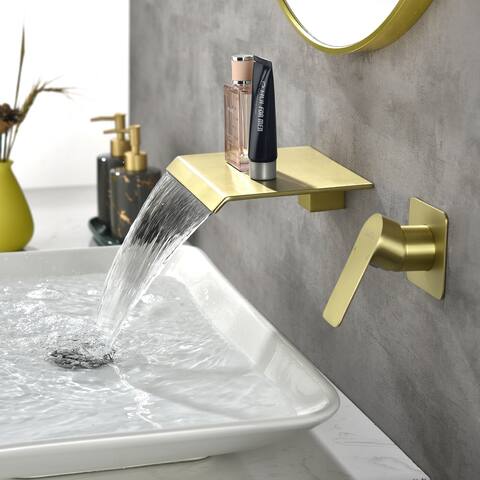 Clihome 1-Handle Wall Mount Waterfall Bathroom Sink Faucet