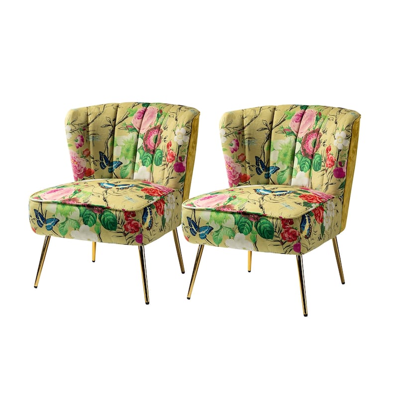 Almira Contemporary Upholstered Armless Side Chair with Tufted Back Set of 2 by HULALA HOME
