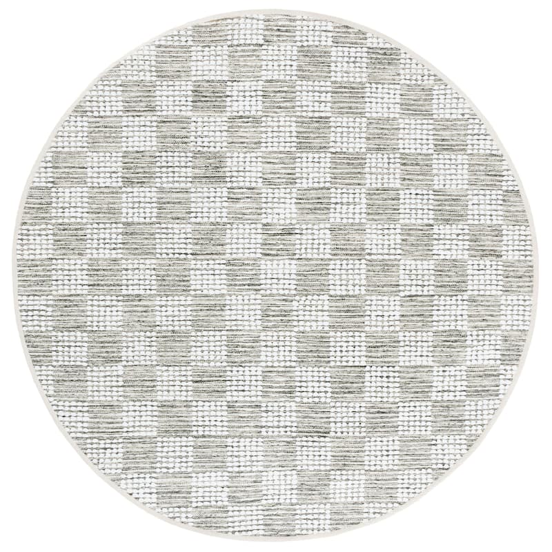 SAFAVIEH Handmade Montauk Noga Casual Cotton Rug - 6' Round - Green/Ivory