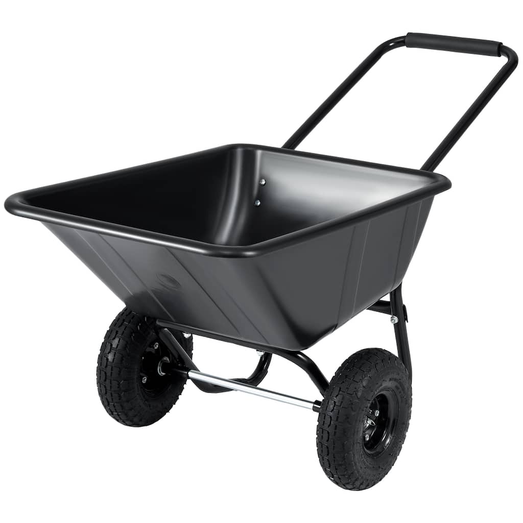 Dual-Wheel Wheelbarrow Garden Utility Cart with Pneumatic Tires-Black