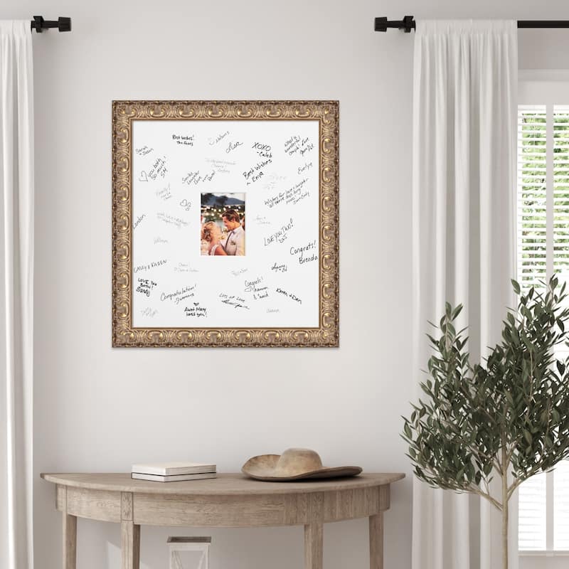Florentine Signature Mat Picture Frame - Autograph Photo Frame Guest Book Alternative for Weddings, Graduations, or Retirement