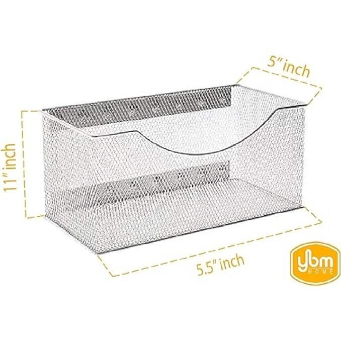 Ybm Home Wire Mesh Magnetic Storage Basket, Trash Caddy, Office Supply Organizer Silver 11 in. L x 5.5 in. W x 5 in. H 4 Pack