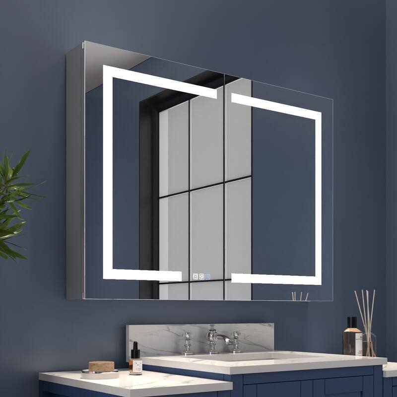 ExBrite 36" x 30" LED Lighted Bathroom Medicine Cabinet with Mirror,Recessed or Surface Mount,Defog - 40"x30"