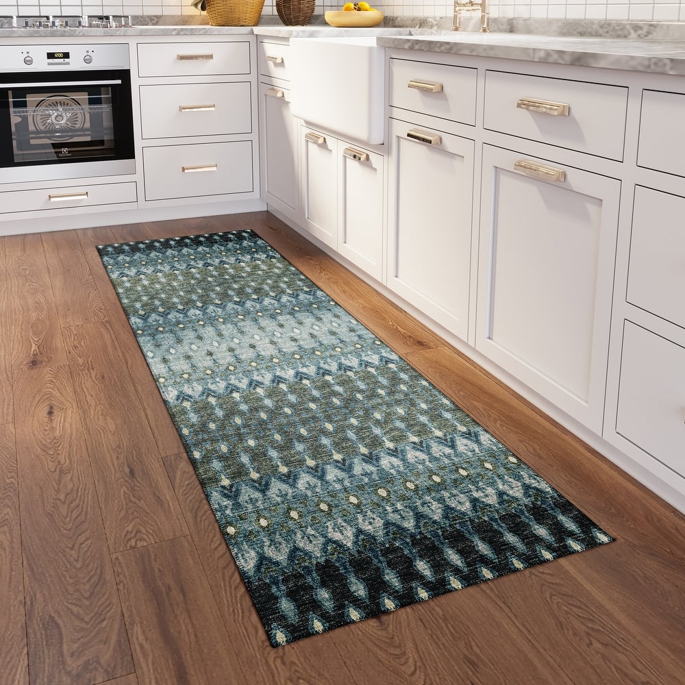 Machine Washable Indoor/ Outdoor Addison Bravado Geometric Ikat Rug