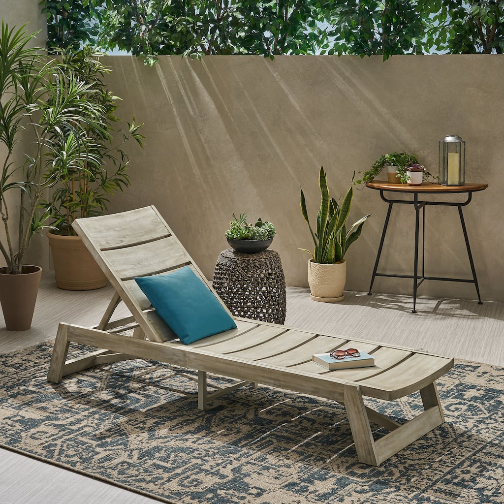 Maki Outdoor Wood Chaise Lounge by Christopher Knight Home