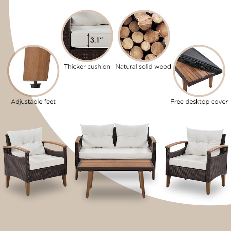 PE Rattan Patio Seating Set (4 Pieces)