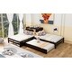 preview thumbnail 4 of 7, Full Size L-shaped Platform Beds with Drawers Linked with Built-in Rectangle Table and Twin Size Trundle.