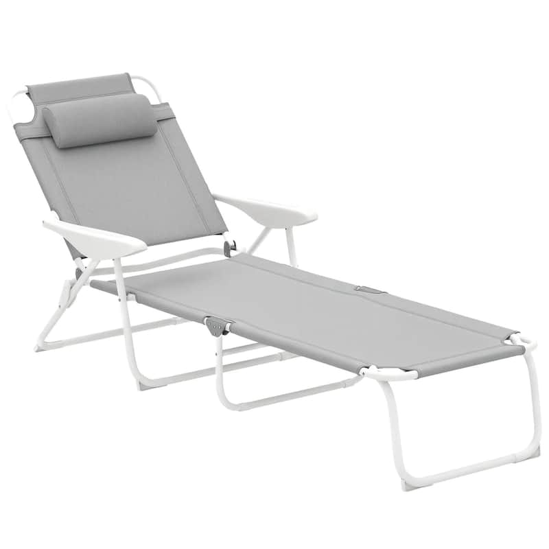 Folding Chaise with 4-Way Recline, Breathable Mesh, Removable Pillow