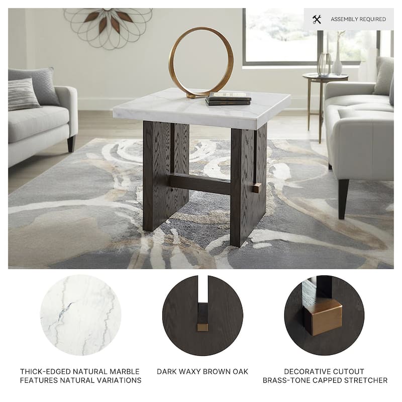 Signature Design by Ashley Burkhaus White / Dark Brown Rectangular End Table - 26"W x 24"D x 23"H