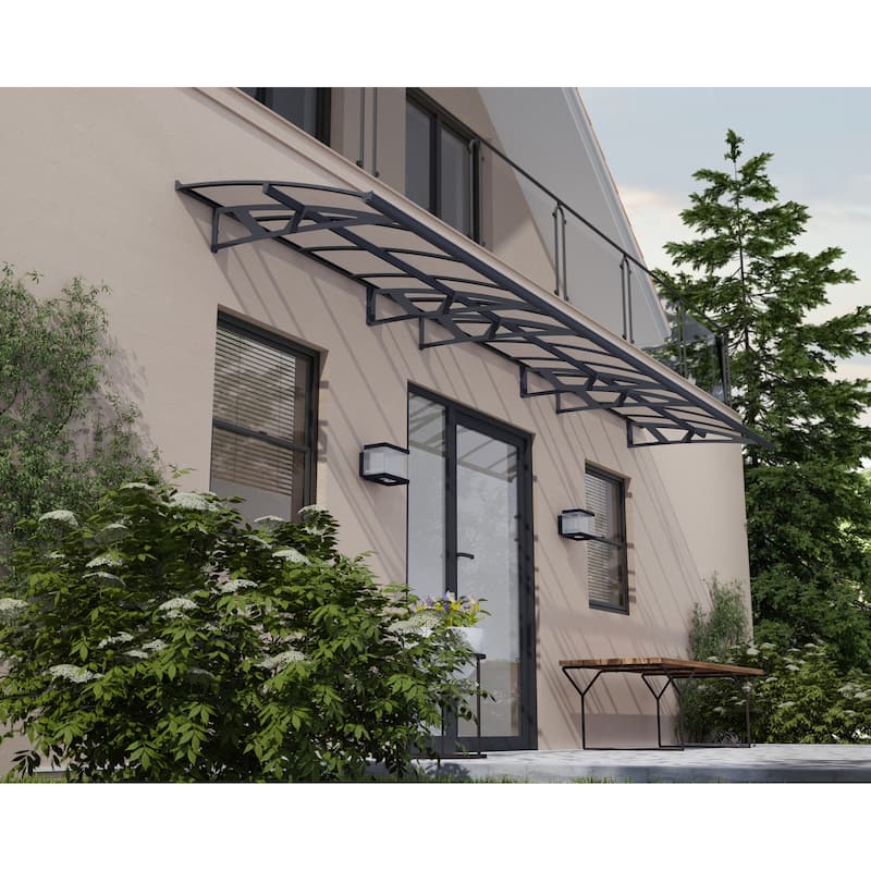 Amsterdam 5 ft. Gray/Clear Door and Window Fixed Awning