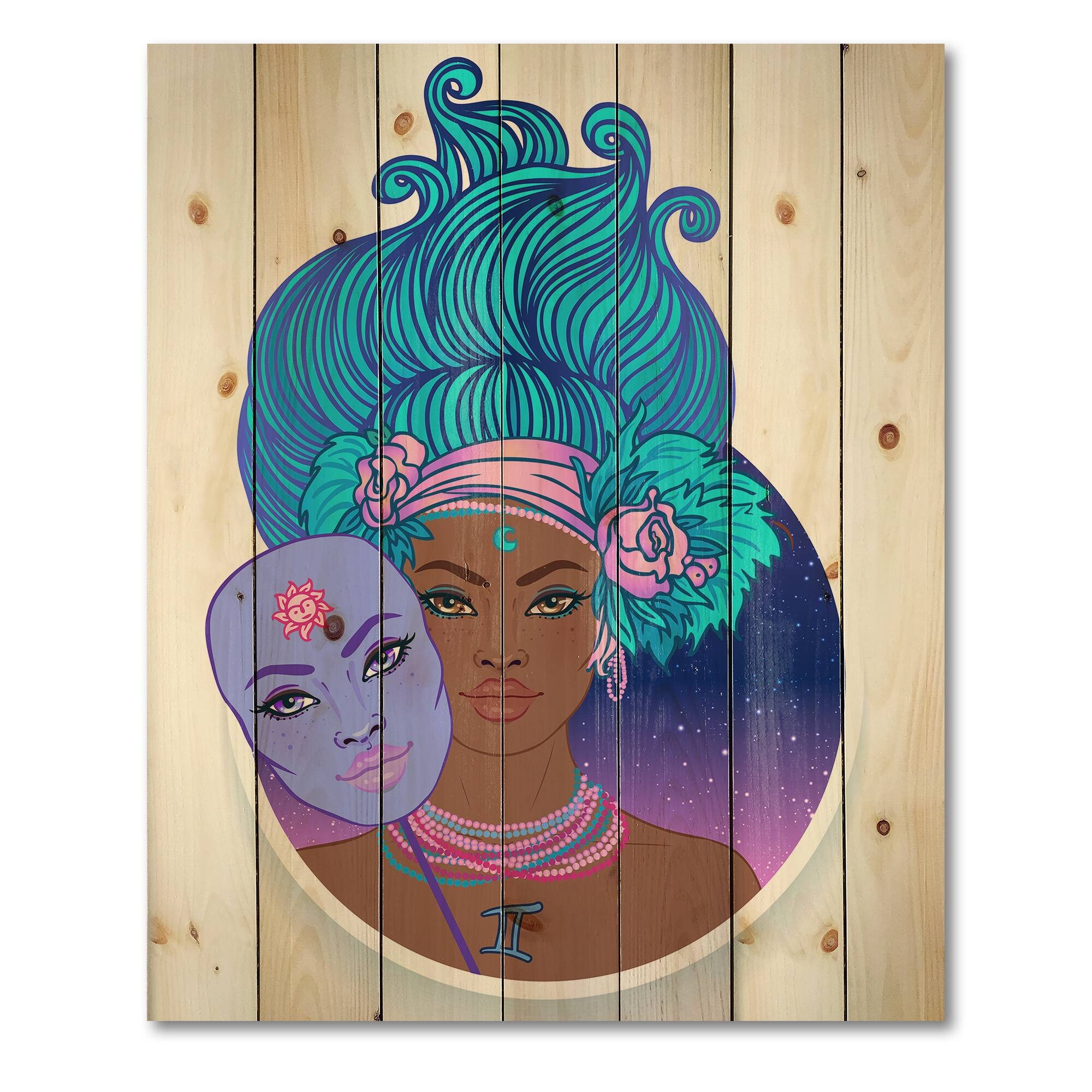 Designart 'Portrait of African American Woman With Blue Hair II' Modern ...