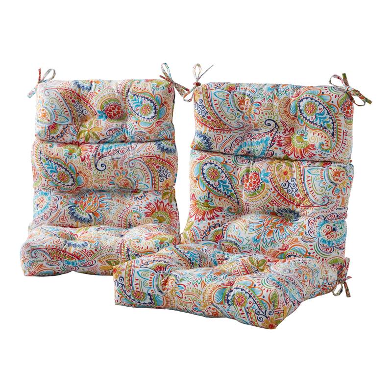 Greendale Painted Paisley 44-in x 22-in Outdoor High Back Chair Cushion (Set of 2) (Cushions Only) - Jamboree