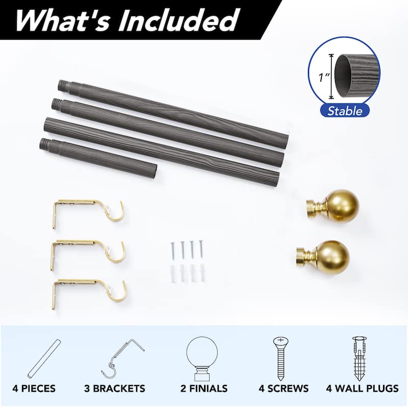 Deconovo 1 Inch Window Curtain Rod