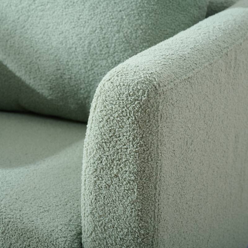 Modern 26.77" Upholstered Arm Chair with Solid Wood Legs and Waist Pillow