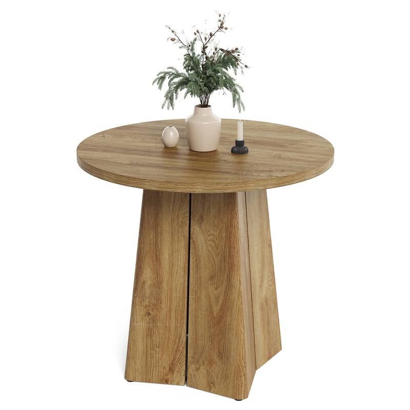 31.5" Round Dining Table for 2 People, Dining Room Table for Living Room, Circle Kitchen Table with Pedestal Base