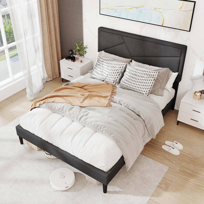 Costway Twin/Full/Queen Size Bed Frame with High Headboard & Wooden