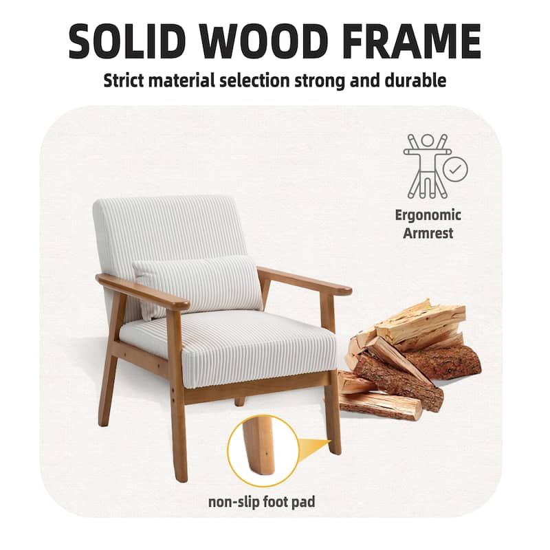 Corduroy Accent Chair,Solid Wood Armchair for Living Room