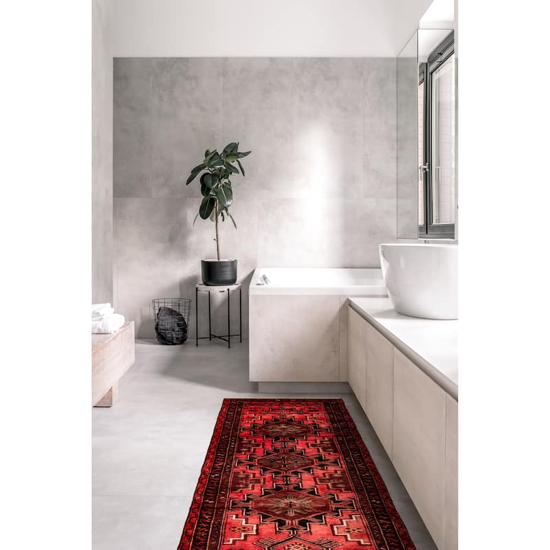 ECARPETGALLERY Hand-knotted Andelz Red Wool Rug - 3'4 x 9'7