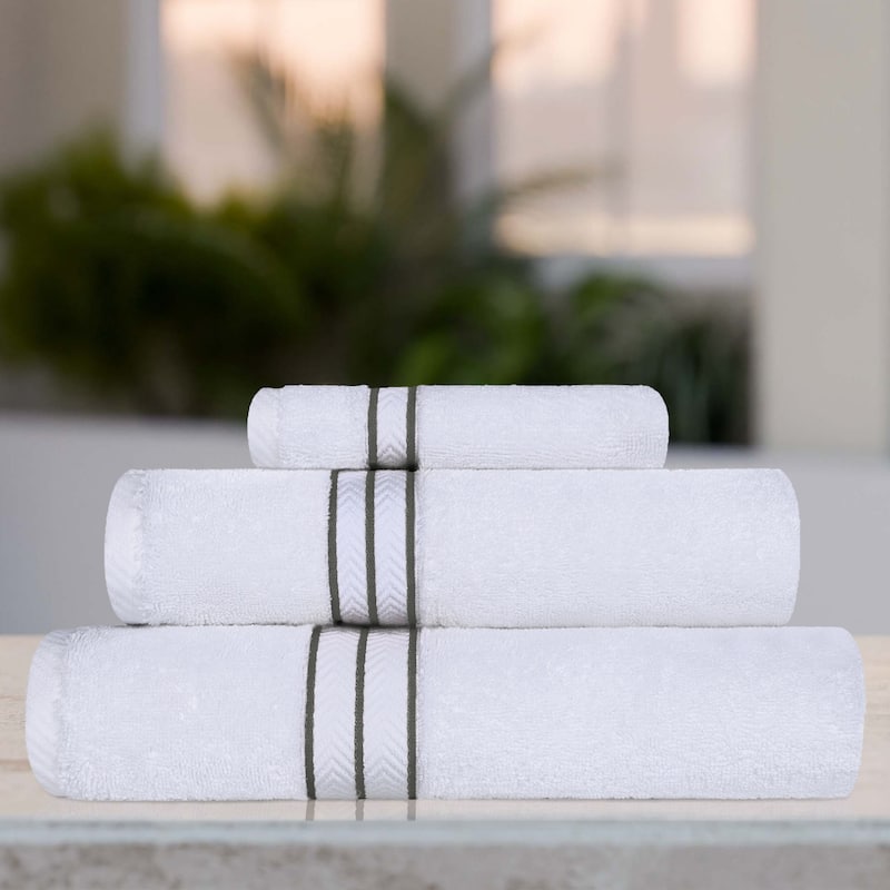 Turkish Cotton 3 Piece Absorbent Heavyweight Towel Set by Superior - Charcoal