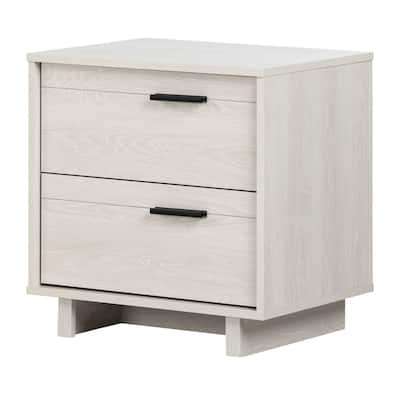 Nightstand 2 Drawer, Modern White Night Stand, Small Bedside Table for Bedroom, 24"x16"x22"