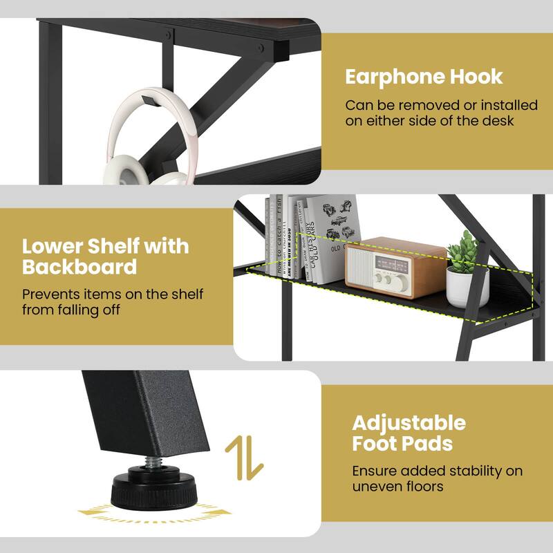 Costway Home Office Desk with Monitor Stand, Open Shelf & Metal Frame, - See Details